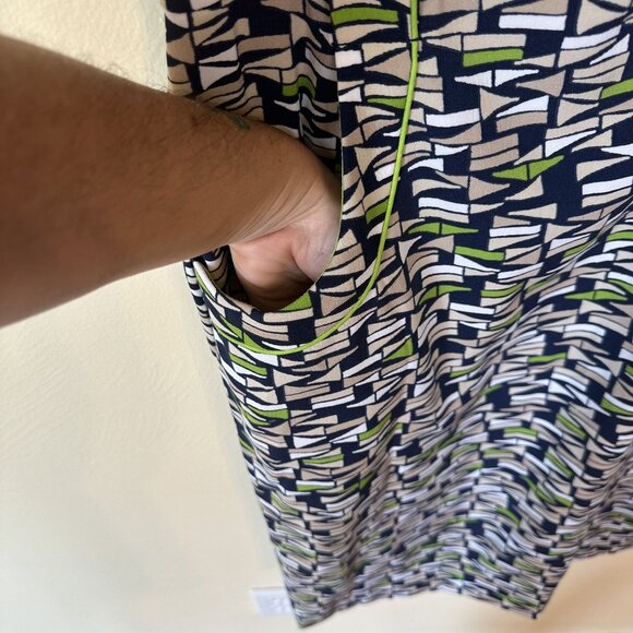 London Times Womens Geometric Print Sleeveless Sheath Dress US 6 Knee Career - Picture 7 of 10